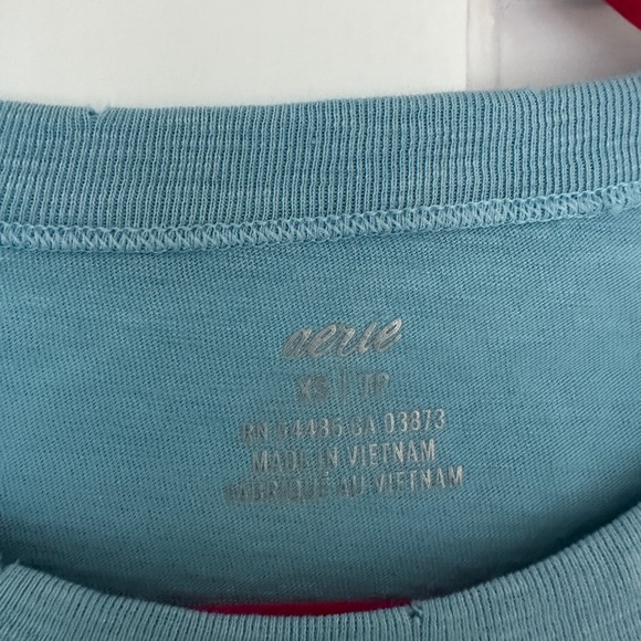 Aerie Oversized Blue Loungewear Boyfriend Distressed Tee Shirt in Size XS - Picture 3 of 8